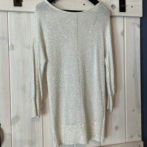 White House Black Market White sparkling sweater size medium